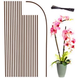 LECAMEBOR Plant Stakes,Plant Sticks，LECAMEBOR 20PCS Bendable Orchid Stakes Single Stem Plant Support Stakes for Indoor and Outdoor Plants, Potted Plants, Flowers, Peonies, and Roses -16inch&18inch(Brown)