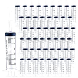 Oleitodh 50 Pack 60mL Syringes with Catheter Tip and Cap Plastic Large Syringes for Liquids, Jello shot Party, Medicine Student, Oral, Scientific Labs, Measuring, Dispensing, Home Care