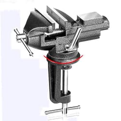 CTrowelpro Table Vise 3 Inch, 360° Swivel Base Universal Home Vise Portable Bench Clamp,Bench Vise For Workbench,Vise Clamp for Woodworking, Metalworking,Cutting Conduit, Drilling, Sawing (Black)