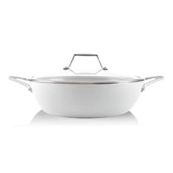 TECHEF - CeraTerra, 5 Qt / 12-in Ceramic Nonstick All Purpose Chef Pan with Cover, (PTFE and PFOA Free Ceramic Exterior & Interior), Oven & Dishwasher Safe, Made in Korea, Grey/Silver (5 Qt Chef Pan)