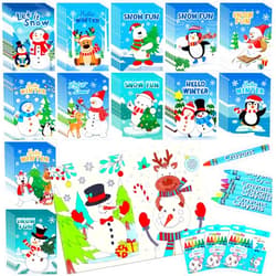 Fulmoon 72 Set Winter Coloring Books Bulk Include Snowman Coloring Book Bulk and Crayons Winter DIY Coloring Book Mini Winter Activity Book for Holiday Fun Games Activity Winter Party Favors