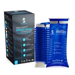 ROXALACE® Emesis Bags with Absorbent Powder for Nausea and Vomiting Relief - 20 Pack 1200ml, Travel-Friendly, Hygienic Solution for Motion Sickness, Morning Sickness, Caregiving, and Emergencies