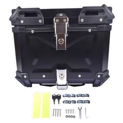 AKWH Black 45L Motorcycle Top Case, Waterproof Aluminum Motorcycle Trunk Top Box - Tour Tail Box with Security Lock for Store Helmet Luggage, Universal Motorcycle Accessories