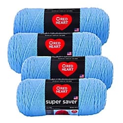 Red Heart Super Saver Yarn (4-Pack of 7oz Skeins) (Light Blue)