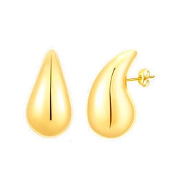 Apsvo Chunky Gold Hoop Earrings for Women, Dupes Earrings Lightweight Waterdrop Hollow Open Hoops, Hypoallergenic Gold Plated Earrings Fashion Jewelry