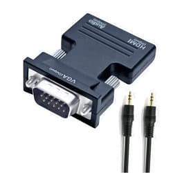 DTech HDMI to VGA Adapter with 3.5mm Audio Port (PC HDMI Source Output to VGA TV) for Old Computer Monitor Laptop Projector 1080P Video (Female HDMI in, Male VGA Out adaptador)