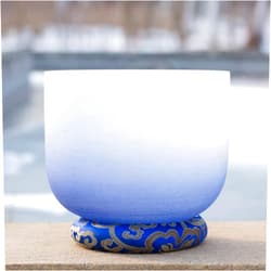 YongFeiCryatal 8 Inch A Third eye Chakra Half Indigo Chakra Quartz Crystal Singing Bowl