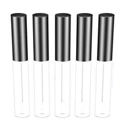 Molain 5PCS Empty Lip Gloss Tubes, 10ml Refillable Cosmetic Containers Bottles Lip Balm Bottles with Wand Concealer for Lipstick Samples, Lip Balms(Black tube cap)