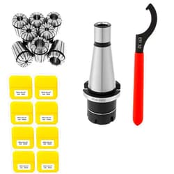 LYDODOKA 10Pcs Collet Chuck Set with Milling Chuck Holder and Wrench, R8 Taper ER32 High Speed Steel Spring Collet Set, 6-20MM Collet Chuck Tool for CNC Engraving Machine and Milling Lathe Tool