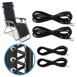 COITEK Extra Long Repair Cord for Zero Gravity Chair, 4 Pack Replacement Elastic Cords Repair Tool Kit for Repairing Zero Gravity Chair, Recliners (Black)