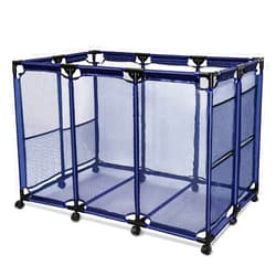 JEFEE Pool Storage Bins Rolling Pool Safety Storage Cart Standard Noodle Holder Organizer Container with Nylon Mesh Basket, for Pool Floats, Balls, Toys, 48