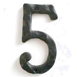 NACH Rustic Cast Iron Black House Numbers for Outside, Rust Resistant Metal House Numbers, Home Address Numbers for Outside, Metal Mailbox Numbers for Outside, 5.5 inch Numbers, 5, JS-RUSTICNUMBER-5