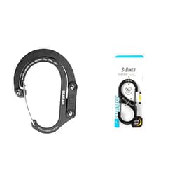GEAR AID HEROCLIP Carabiner Clip and Hook (Small) for Purse, Stroller, and Backpack, Stealth Black & Nite IZE LSB3-01-R6 S-Biner SlideLock Dual Locking Carabiner, Size #3, Stainless