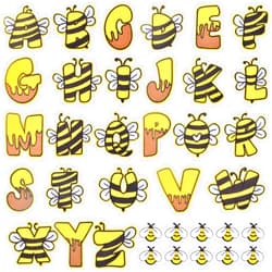 JMKTOOL 36pcs Mixed Bee Elements Embroidered Patches 26 Letter Bee Sew On Iron On Patch Appliques DIY Accessories for Clothes Bags Hats T-Shirts Jeans Jackets Decoration