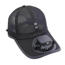 Clobeau Adults Mesh Baseball Cap Fishing Beach Hats with Solar Fan, Summer UV Protection Sun Hat, Solar Powered/USB Charging Sunhat