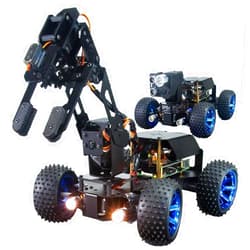 Adeept PiCar-Pro Compatible with Raspberry Pi Robot Kit Programming 2-in-1 Robotic with 4-DOF Robotics Arm, Electronic DIY Smart Car Kit for Teens Adults for RPi 4B Model 3B 3B+