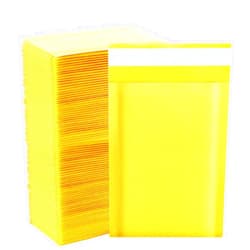 DaSen Kraft bubble mailers 4x7 Inch 100 Pack,Self-Sealing Paper Envelopes for Packaging,Strong Adhesion Envelope Mailers, Small Waterproof Cushioned Padded Shipping Bags Yellow #000