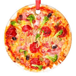 Godblessign Seafood Pizza Christmas Ornaments 2022 Pizza Christmas Decorations for Tree Personalized Cute Food Porcelain Christmas Ornaments Holiday Christmas Keepsake New Year Gifts, 3 Inch