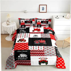 Feelyou Cartoon Tractor Comforter Set Farm Tractor Down Duvet for Kids Boys Toddler Vehicle Truck Bedding Set Harvester Excavator Comforter 1 Comforter Set with 1 Pillowcase Twin Size