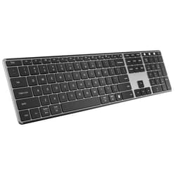 AUSDOM 2.4G Wireless Bluetooth Keyboard Full Size, Quiet Slim Multi-Device Rechargeable Cordless QWERTY Keyboard with Number Pad, Low Profile Silent Flat Universal Keyboards for Computer/Mac/Windows