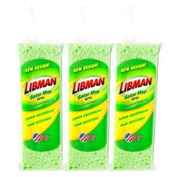 Libman 1487 Gator Mop Refill Pack – Extra-Absorbent, Cellulose Coated Sponge Replacement Heads for The Libman Gator Mop, 3-Pack, Green