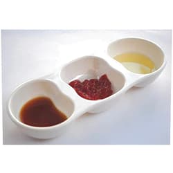 Z Moments Melamine 3-Compartment Divided Spicy Soy Sauce Dishes Mustard Wasabi Sashimi Rectangular Plastic Dipping Plates, 8