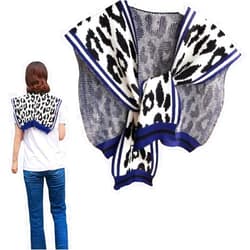 BESTHAVE Leopard Color Block Knit Poncho Cape - Women's Blanket Shawl for Spring, Autumn, and Winter Fashion Scarf