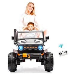 GarveeLife 24V Ride On Car for Kids,2 Seater Electric Truck with Remote Control, 4x45W Powerful Engine, Battery Powered Ride On Toys for Kids, 4WD/2WD Switchable, Led Headlight, Black & White