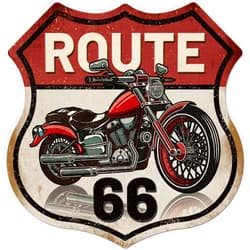 GLOBLELAND Vintage Metal Motorcycle Tin Sign Retro Route 66