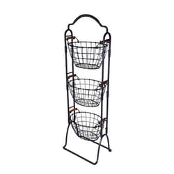 Gourmet Basics by Mikasa 5184916 Harbor Adjustable 3-Tier Metal Floor Standing Fruit/Home Storage Basket, Antique Black