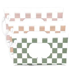 Cephira Baby Wipe Holder, 3-Pack Portable Refillable Wipe Dispenser, Waterproof & Dustproof Travel Baby Wipes Case, Reusable Diaper Wipe Container with Checkerboard Design