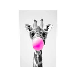 Generic Funny Giraffe Wall Art with Pink Bubble Gum Black and White Animal Poster Trendy Aesthetic Canvas Print for Bedroom Living Room Nursery Office Decor 11x14in Unframed