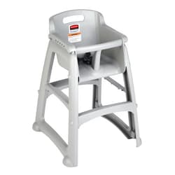 Rubbermaid Commercial Products Sturdy High Chair, 33lb Capacity, Platinum, Pre-Assembled with Wheels, Stackable, Fits Under Table for Child/Baby/Toddler Seating