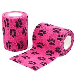 AUPCON Vet Wrap Cohesive Bandages Bulk Self Adhesive Bandage Wrap Self Adherent Wrap Non-Woven for Dogs Pet Animals & Ankle Sprains & Swelling 2 Inch x 5 Yards (2 Pack Pink Paws)