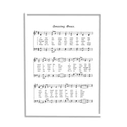 Stupell Industries Amazing Grace Vintage Sheet Music, Design by Lettered and Lined White Framed Wall Art, 11 x 14