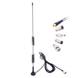 Fancasee Universal FM Antenna Magnetic Base 75 Ohm Screw F Male Plug with PAL BNC 3.5mm & 75 to 300 Ohm Adapter Connector Coax Coaxial Cable FM Radio Antenna for AV Home Stereo Receiver Indoor