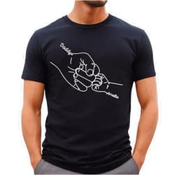 IZI POD Personalized Dad Embroidered Shirt with Kids Names on Arm, Custom Dad Tshirt, Est 2024 Daddy T Shirt