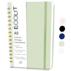 EOOUT Spiral Journal Notebook for Women, 160 Pages A5 Lined Hardcover Notebook, 5.5 x 8in College Ruled Spiral Journal Notebooks for Work, Writing (Light Green)