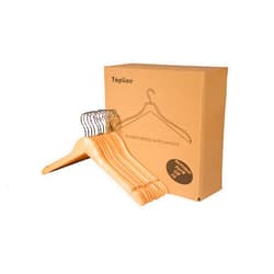 Topline Housewares Topline Classic Wood Shirt Hangers - Natural Finish (10-Pack)