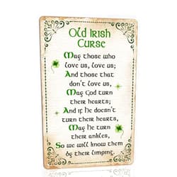 VelfDuel Old Irish Curse Metal Tin Sign Clover Vintage Poster Wall Art Cafes Farmhouse Home Irish Wall Decor Retro Plaque 8x12 Inch