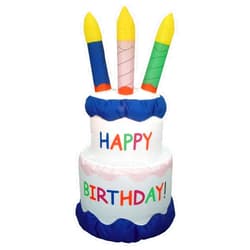 BZB Goods 6 Foot Inflatable Happy Birthday Cake LED Lights Outdoor Indoor Holiday Decorations, Blow up Lighted Yard Decor, Giant Lawn Inflatable Home Garden Party Favor Decoration