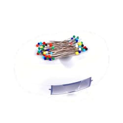 Hilltian Magnetic Pin Holder with 100 PCS Plastic Head Pins, Magnetic Pincushion with Drawer for Sewing Quilting (White)
