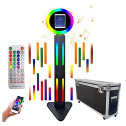 NETSOLAR Portable Photo Booth for 10.9/11'' iPad Photobooth Stand Shell Selfie Station Machine with Software APP Control Music Sync Box,RGB Ring Light,Fight Case for Parties Wedding Rental (Black)