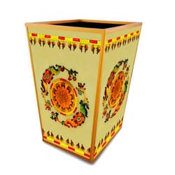Ducoteduparc Gold waste basket - Traditional Italian Style with Flowers and Old Gold Leaves - Handmade Decorative Waste Basket
