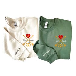 Pamaheart Custom Embroider Sweatshirt Hoodie for Couple, Customized Matching Couple Embroider Sweatshirt, Custom Gifts for Boyfriend Girlfriend, Sweatshirt Hoodie for Christmas Valentines Birthday