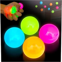 Chgfs 4pcs Glowing Sticky Balls, Glow in Dark Toys Stress Balls for Adults,Stress Relieving Fun Decompression Fidget Toy Birthday Gift,Easter Basket Stuffers Gift for Him Her Women