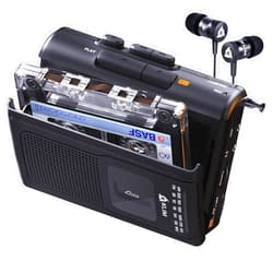 KLIM K8 Cassette Tape Player Portable + Cassette Recorder + New + AM/FM Walkman Cassette Player + Built-in Microphone & Speaker + Headphone Jack & Earphones