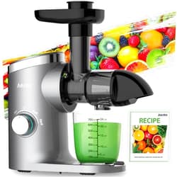 Aeitto Slow Masticating Juicer, Cold Press Jucier Machines, with Triple Modes,Reverse Function & Quiet Motor, Easy to Clean with Brush, Recipe for Vegetables And Fruits, Grey