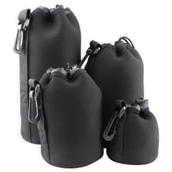 Sopoloray 4pcs Camera Lens Bag,4 Sizes Protective Camera Lens Pouch Set with Drawstring Design,Soft Plush Neoprene Bag,Compatible with Canon, Nikon, Sony, Pentax, Olympus (Small, Medium, Large, X Large)