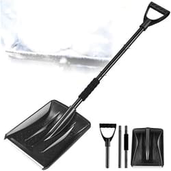 PLACHIDAY Car Snow Shovel, Ergonomic Snow Shovels with Aluminum Handle Heavy Duty Snow Removal, Portable and Utility for Cars, Home, Garden, Mud and Snowman, Black